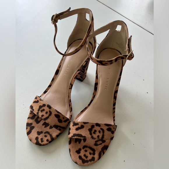 Kelly and Katie - Hailee Heel Brown Leopard Print Faux Leather Ankle Strap 8.5 - Picture 8 of 13